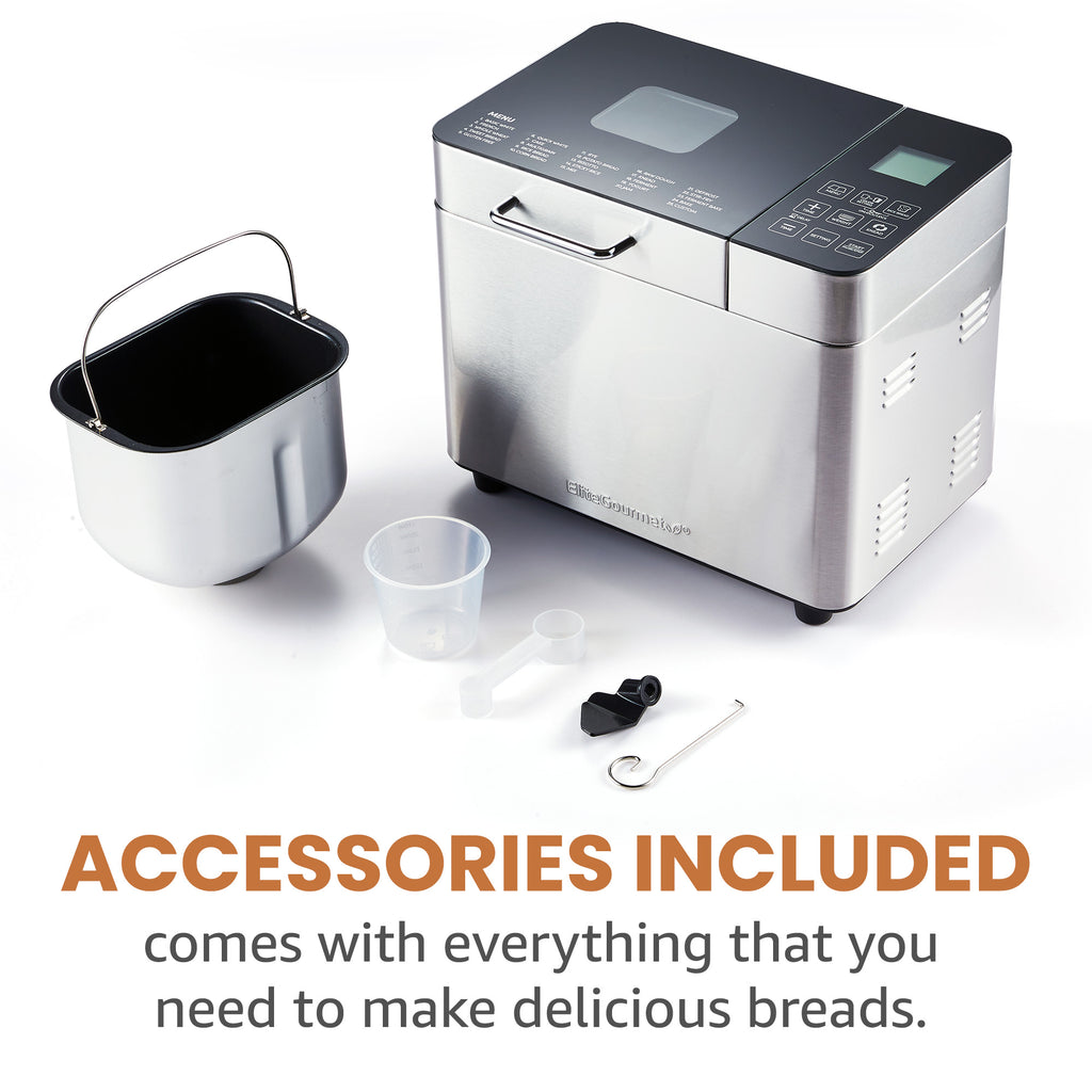 2 Lb Programmable Bread Maker Machine, 3 Loaf Sizes, 19 Menu Functions, Stainless Steel