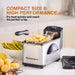Compact size & high performance.  Fry food quickly and reach the perfect crisp.