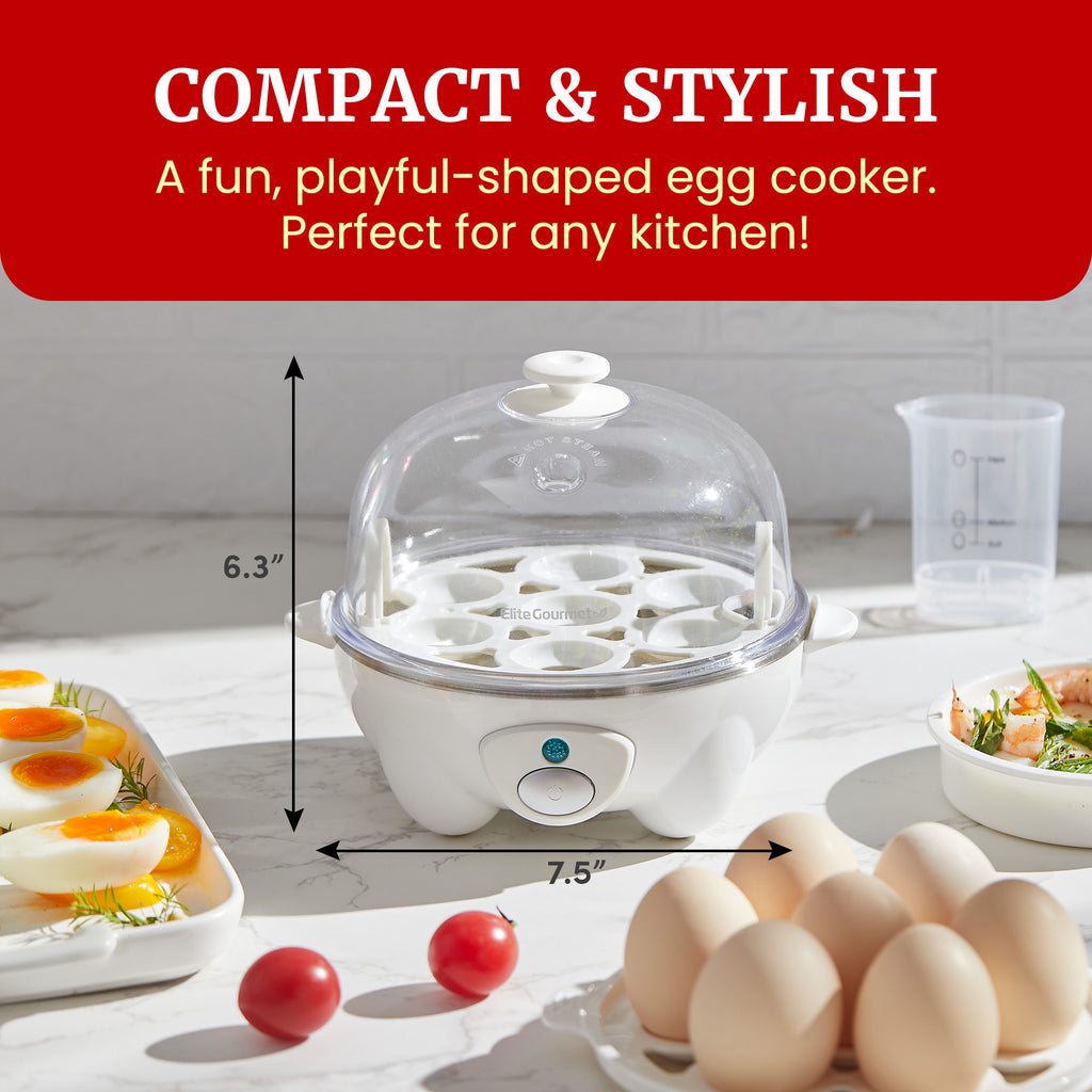 7-Egg Automatic Easy Egg Cooker, Steamer, Poacher (White)