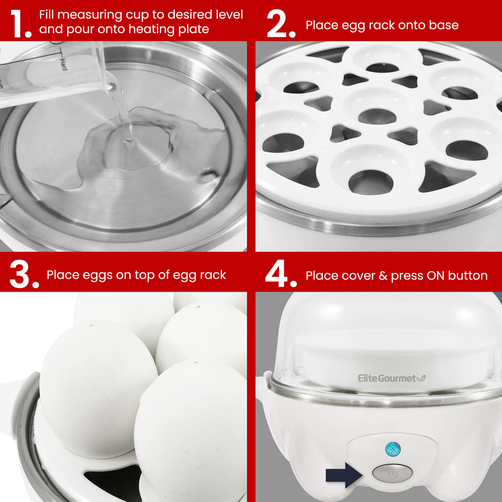 7-Egg Automatic Easy Egg Cooker, Steamer, Poacher (White)