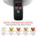 DIGITAL TEMPERATURE CONTROL 2-Hour Automatic Keep Warm Function. White Tea 158°F Green Tea 176°F  Oolong Tea 212°F Pu-Erh Tea 212°F