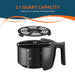 2.1 quart capacity cook up to 1.5 pounds of food per batch. Fryer basket size is 6.5" x 4".