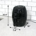 Air fryer placed on counter top. Dimension: 10.5" in height, 7.8" in length, 10" in width.