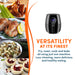 Versatility at its finest.  Fry, roast, cook and bake all using just one machine.  Less cleaning, more delicious and healthy eating.  Various fried foods such as chicken wings, roasted chicken, vegetables and baked tarts.