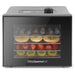 Electric Food Dehydrator with blueberries, apple slices, strawberries and kiwi drying inside.