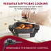 Versatile & Efficient Cooking.  Adjustable temperature from 200F to 425F for multiple cooking options.  Removable Thermostat Control.