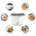Various cooked foods display around rice cooker.