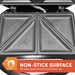 Close up view of the cooking plates. Non-stick surface for easy food removal and clean up.