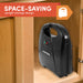 Sandwich maker inside kitchen cabinet. Space-saving upright storage design.