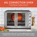 45L CONVECTION OVEN accommodates  two 12" pizzas, casseroles, whole rotisserie chickens and more! 4 rack positions allow you to cook multiple dishes at once - includes 2 wire racks & 1 bake tray for versatile cooking.