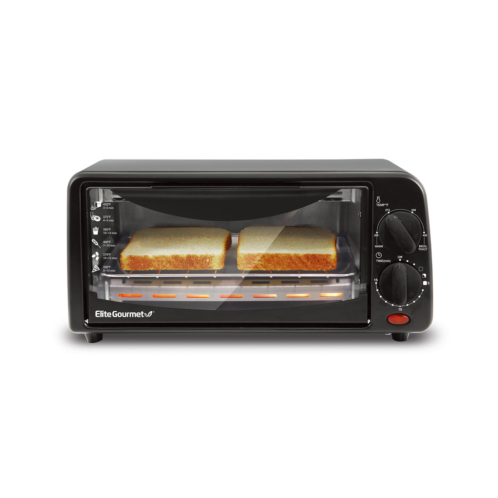 2 slice toaster oven with 15-min timer and temperature controls.