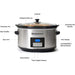 Parts Indicator:  Lid Knob, Tempered Glass Lid, Stoneware Pot, Base Handles, Base Unit, Power Button, Time Program Buttons, Low/High/Warm Selector Button, Time Display, Stoneware Pot Handles.