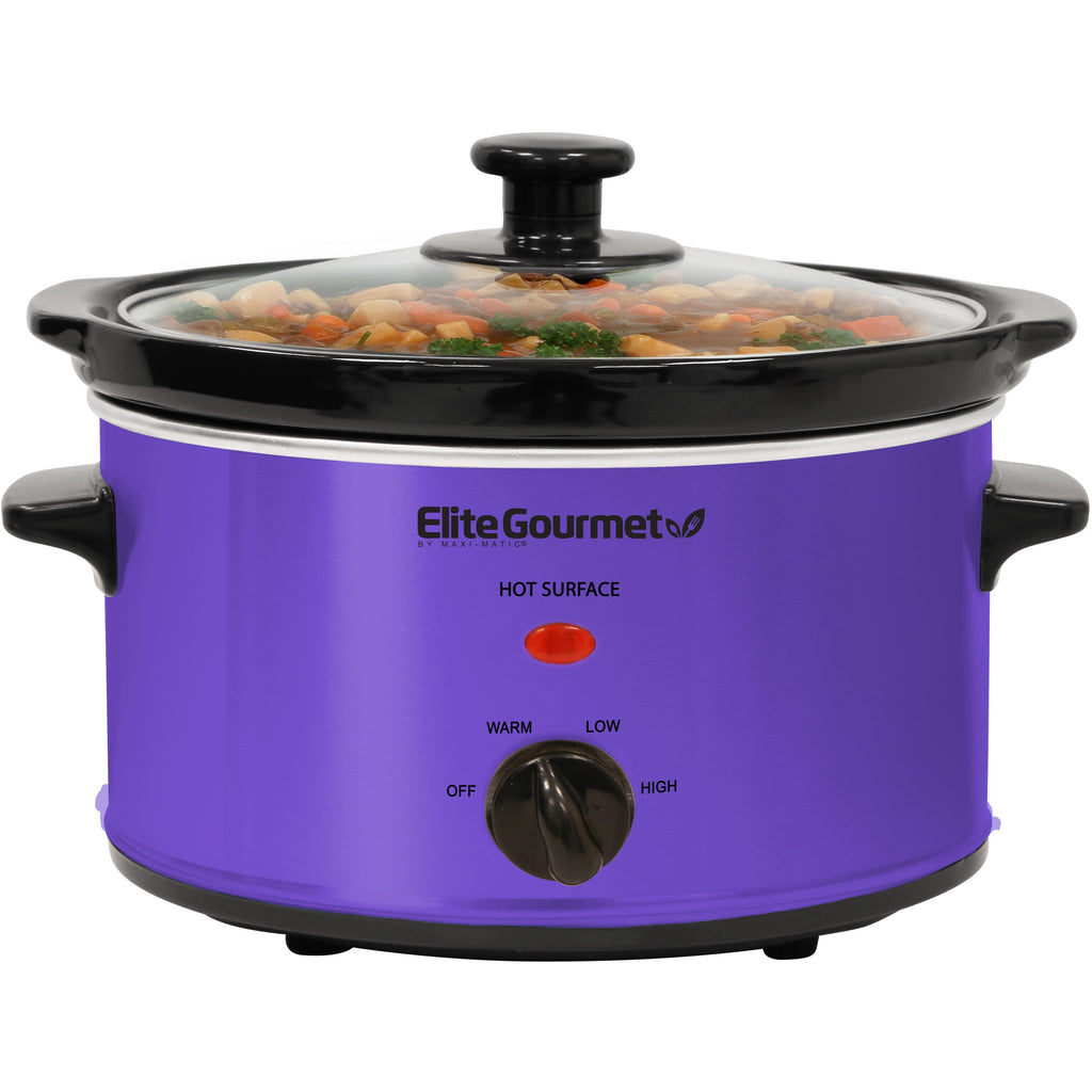 2 Qt. Oval Electric Slow Cooker with Glass Lid (Purple)